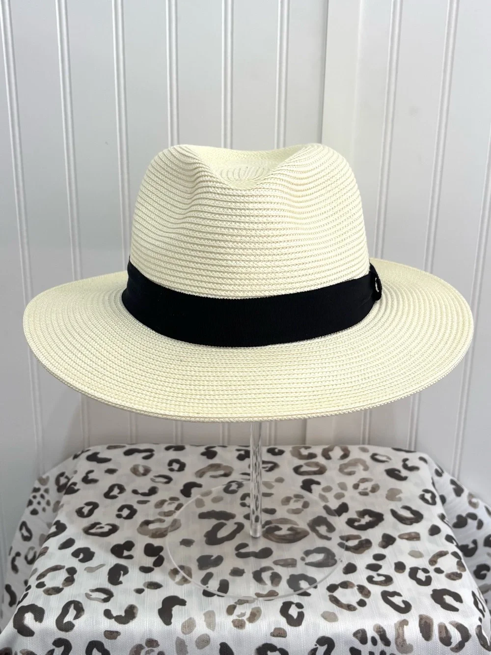 Kooringal Cypress Safari Hat Fedora Wide Brim Sun Hat Ivory/Black Unisex M 58cm